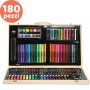 Valigetta Colori Per Bambini Set Artistico 180 Pezzi con Pastelli Pennarelli Acquerelli e Accessori