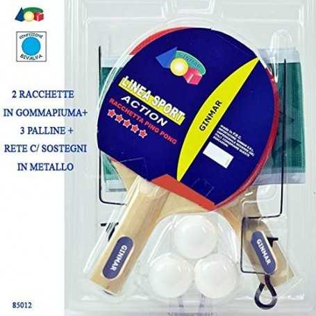 Set Ping Pong con Racchette Rete e 3 Palline 3a+ 850.12 Ginmar