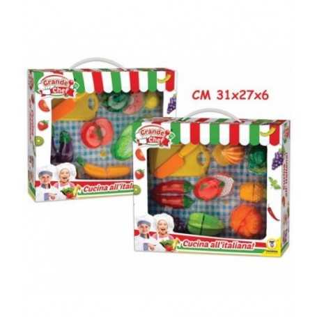 Frutta e Verdura da Tagliare Giocattolo Tagliata con Velcro Giocattolo Grande Chef 65534 Teorema 3a+