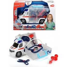 Ambulanza Giocattolo Push & Play con Kit del Dottore Luci e Suoni 203716000 Dickie 3a+