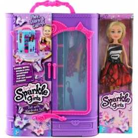 Armadio Vestiti Bambole Guardaroba Completo con Bambola Sparkle Girlz TY100310 3a+