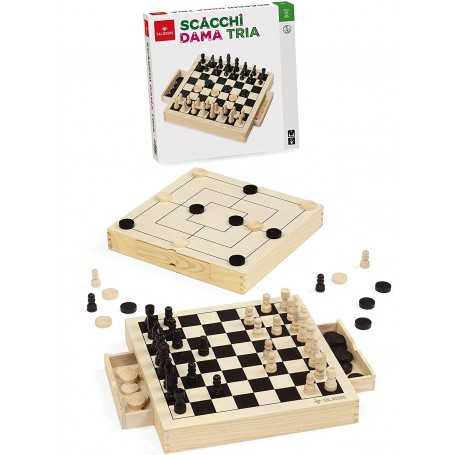 Scacchi Dama Tria Dal Negro per Bambini in Legno 30x30cm 53490 8 Anni+