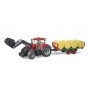 Bruder 03198 Trattore Case IH Optum 300CVX con Benna e Rimorchio con Balle di Fieno 3a+