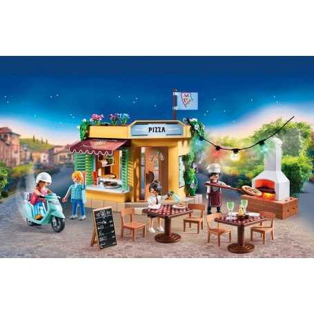 Pizzeria con Tavoli all'Aperto con Effetti Luminosi Playmobil City Life 70336