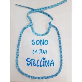 Bavaglini Neonato con Frasi "Sono la tua stellina" Azzurro 20x24 cm con Laccetti