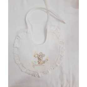Bavaglini Neonato Cotone Ricamato Pastello Beige