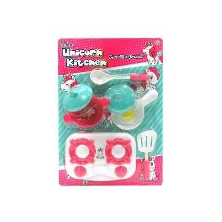 Set Pentoline Giocattolo Unicorno in Plastica con Fornello Gas 8pz 27154 Toys Garden 3a+