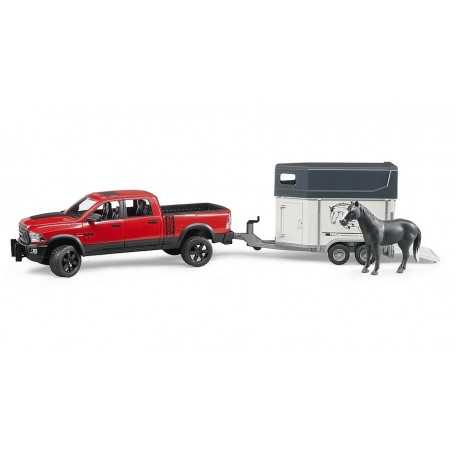 Bruder 02501 Pick Up RAM 2500 con Rimorchio Trasporta Cavalli 3 Anni+