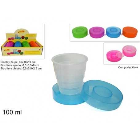 Bicchiere Richiudibile Tascabile da Viaggio 100ml Colori Assortiti