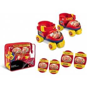 Pattini a Rotelle Bambino Regolabili n.22-29 Cars Disney con Ginocchiere e Gomitiere Mondo 