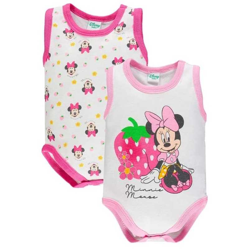 Body Neonato Manica Corta Disney Minnie 12 Mesi 80 cm Set 2 pz Rosa e Fuxia AF5050 Ellepi
