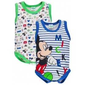 Body Neonato Senza Manica Disney Mickey Mouse Topolino 3 Mesi 62 cm Set 2 pz Verde e Blu AF5044 Ellepi