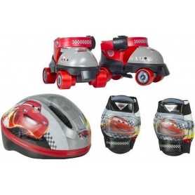 Pattini a Rotelle Bambino Regolabili n.23-29 Cars Disney con Casco, Ginocchiere e Gomitiere OD36889
