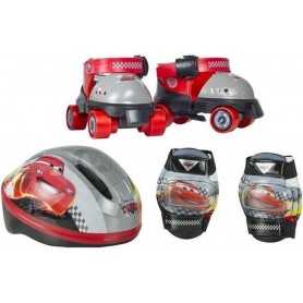 Pattini a Rotelle Bambino Regolabili n. 23-29 Cars Disney con Casco, Ginocchiere e Gomitiere OD36889 