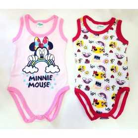 Body Neonato Senza Manica Disney Minnie 3 Mesi 62 cm Set 2 pz Rosa e Fuxia AF4885 Ellepi