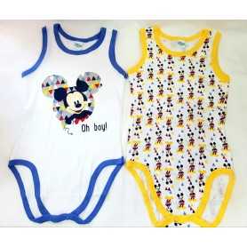 Body Neonato Senza Manica Disney Topolino 36 Mesi 98 cm Set 2 pz Blu e Giallo AF4890 Ellepi