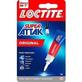Loctite Super Attak Originale Colla liquida trasparente resistente per gomma, metallo, ceramica, legno, cuoio, pelle, 1x3g