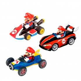 Mario Kart Set 3 Veicoli 7 cm Pull & Speed a Retrocarica 13016 3a+ Carrera