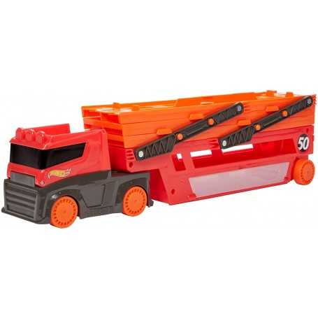 Hot Wheels Bisarca Mega Trasportatore con Livelli Espandibili Porta fino a 50 Macchinine GWT37 Mattel 3a+