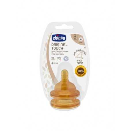 Chicco Tettarella Biberon 6 Mesi Flusso Pappa 2 Pezzi Original Touch in Caucciù 27856