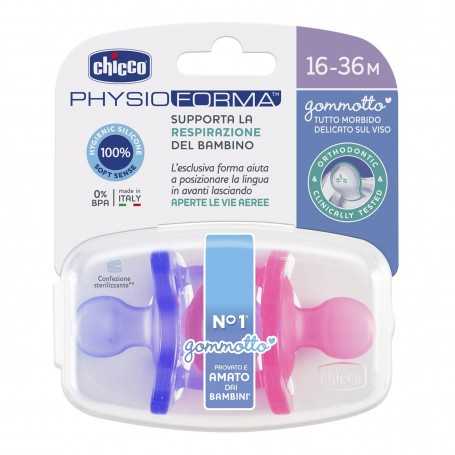 Chicco Gommotto 16-36 Mesi Silicone 2 pezzi Physio Bimba Rosa 7303511
