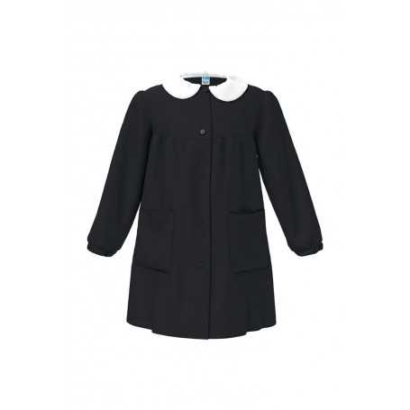 Grembiule Scuola Elementare Bambina Siggi Nero con Bottoni e Colletto Bianco 7 Anni tg. 70 122 cm Senza Ricamo 37GR2888