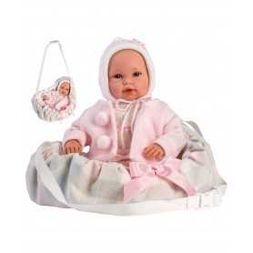 Bambola Reborn Llorens Newborn con Portabebè 36 cm con Accessori 63640 Fatta a Mano