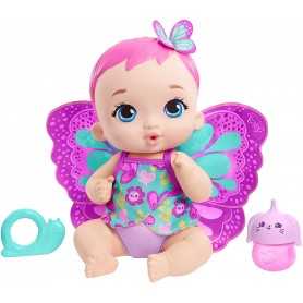 My Garden Baby Bambola Junior Farfalla Rosa 30 cm Beve e Fa la Pipì con Pannolino Riutilizzabile, Vestiti e Ali Rimovibili GYP10