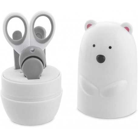 Chicco Set Manicure Orso Polare per Bambini Composto da Forbicine, Tagliaunghie, Pinzetta e Lima 107311 0m+