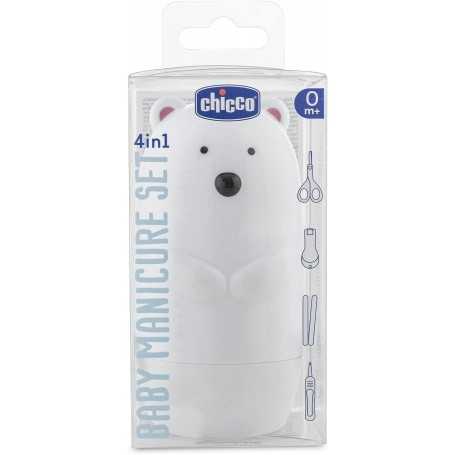 Chicco Set Manicure Orso Polare per Bambini Composto da Forbicine,  Tagliaunghie, Pinzetta e Lima 107311 0m+
