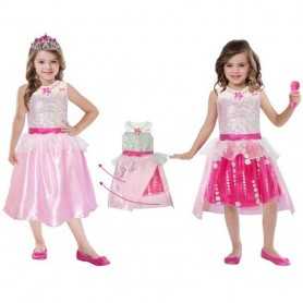 Costume Barbie Rock'n Royals 3-5 anni 2in1 Principessa o Rock Star con Coroncina Microfono e Paillettes 90256