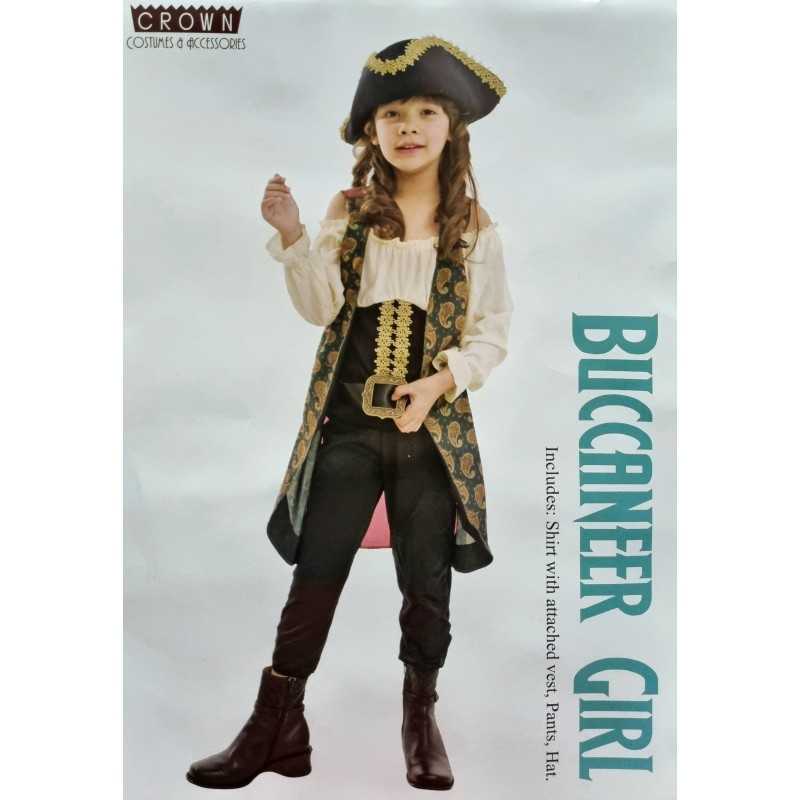 Costume Carnevale Pirata Bambina 5-6 Anni Piratessa Buccaneer Girl
