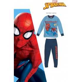 Pigiama Spiderman Bambino 4 Anni 100% Puro Cotone 104 Cm Blu Avio