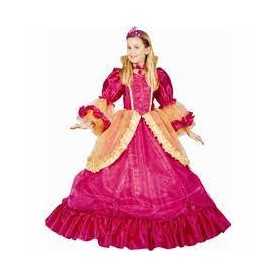 Costume Principessa Rosa Con Fiori Bambina 5/6 Anni Cenerentola Dama  Carnevale