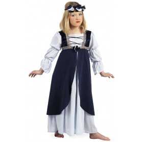 Costume Dama Medievale Bambina 7 Anni MI791 con Coroncina di Fiori