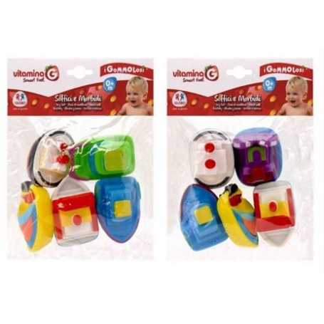 Giochi Bagnetto Neonato Barchette in Gomma 5 pezzi Gommolosi 05364 Vitamina G Globo