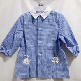 Grembiule Asilo Bambino Siggi 4 anni 104 cm tg.55 Azzurro Quadretti Ufo 50GR2833 Siggi