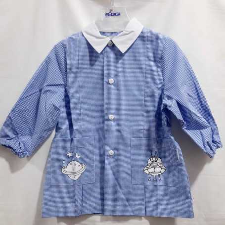 Grembiule Asilo Bambino Siggi 4 anni 104 cm tg.55 Azzurro Quadretti Ufo 50GR2833 Siggi