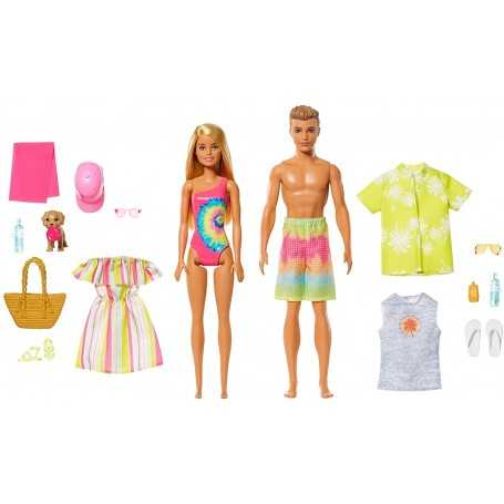 Barbie Estate 2022 con Barbie e Ken Vestiti Piscina e Auto Cabrio GJB71  Mattel 3 anni+