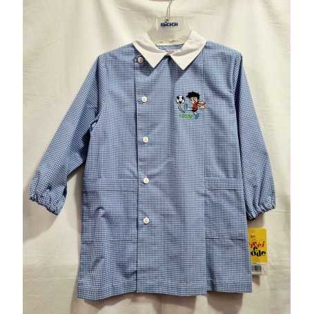 Grembiule Asilo Bambino 4 anni 104 cm tg.55 Azzurro Quadretti 35GR2484 Calciatore Dieci e Lode by Siggi