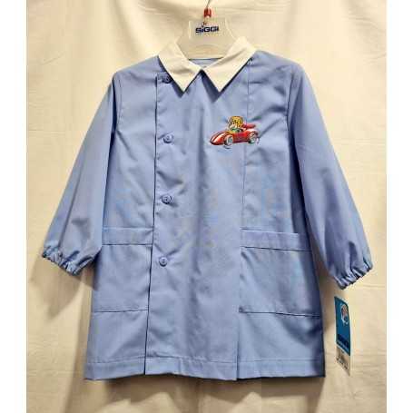 Grembiule Asilo Siggi Bimbo 3 anni 98 cm tg.50 Azzurro Tinta Unita Macchinina 33GR1626 Siggi
