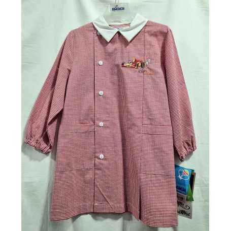 Grembiule Asilo Siggi Bambino 5 anni 110 cm tg.60 Rosso Quadretti 33GR2267 Formula 1 Siggi
