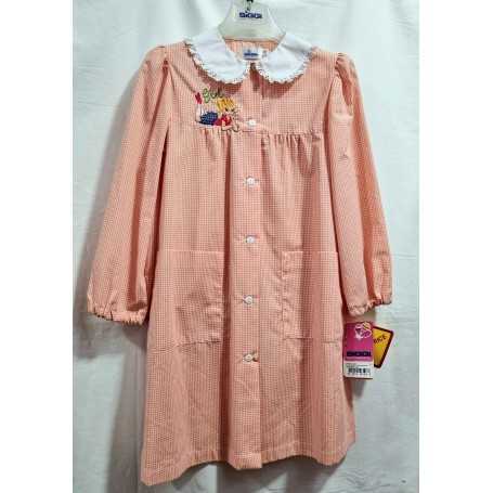 Grembiule Asilo Siggi Bambina 8 anni 128 cm tg.75 Arancione Quadretti 33GR0786 Girl Siggi