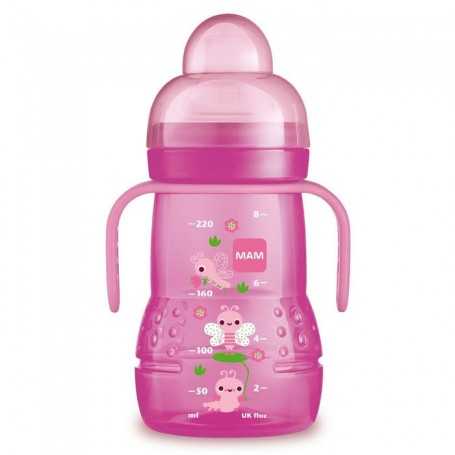Mam Tazza Trainer Rosa 220ml con Beccuccio Morbido e Tettarella in Silicone 4 mesi+