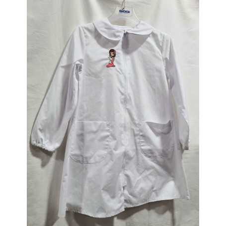 Grembiule Bianco Bambina con Zip 8 Anni 128 cm tg.75 Coniglietto 1670376 Dieci e Lode by Siggi