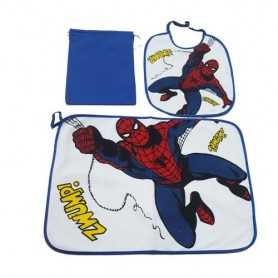 Set Asilo Spiderman Blu in Spugna con Bavagliolo, Asciugamano e Sacca WX2012 Marvel