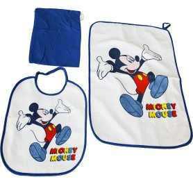 Set Asilo Topolino Blu in Spugna con Bavagliolo, Asciugamano e Sacca WX2014 Disney