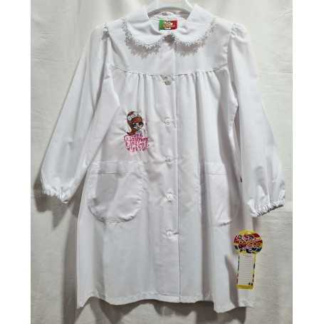 Grembiule Bianco Scuola Elementare Bambina 7 Anni 122 cm tg.70 Fashion Girl MN521 Mariano