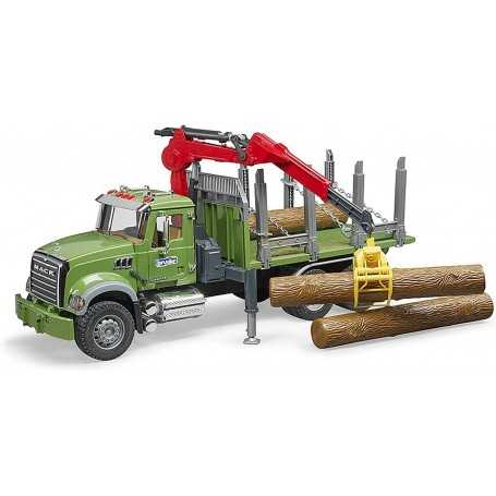 Bruder 02824 Camion Mack Trasporto Tronchi con Gru Granite 4 anni+