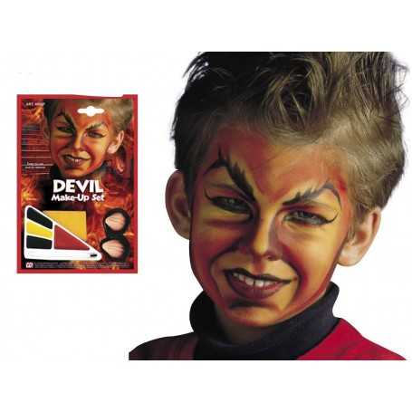 Trucchi Viso con Denti da Diavolo Palette con 3 Colori, Pennello e Spugnetta 4009P Widmann